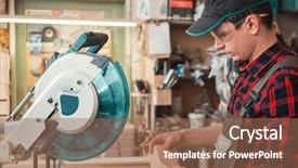  Presentation with cutting board - Colorful slide set enhanced with wooden board with circular saw backdrop and a coral colored foreground
