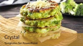  Presentation with wooden - Presentation theme having wooden board with delicious broccoli background and a gold colored foreground