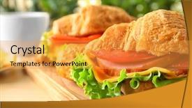  Presentation with wooden board for oktoberfest - Cool new slide deck with wooden board with delicious croissant backdrop and a gold colored foreground