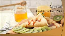  Presentation with kiwi - Audience pleasing presentation design consisting of wooden board with delicious pancakes and kiwi on table backdrop and a lemonade colored foreground