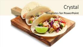  Presentation with tacos - PPT layouts enhanced with wooden board with delicious shrimp background and a blonde colored foreground