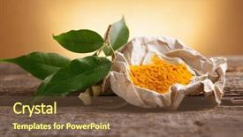  Presentation with curry leaves - Audience pleasing slide deck consisting of wooden board with fresh leaves backdrop and a tawny brown colored foreground