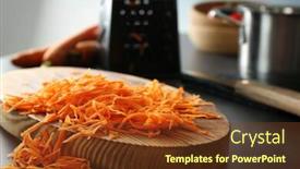  Presentation with wooden - Audience pleasing PPT layouts consisting of wooden board with heap of grated carrot on kitchen table backdrop and a tawny brown colored foreground