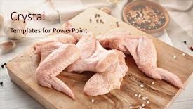  Presentation with broiler - PPT layouts enhanced with wooden board with raw chicken background and a lemonade colored foreground