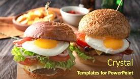  Presentation with burgers - Amazing presentation having wooden-board-with-tasty-burgers backdrop and a tawny brown colored foreground