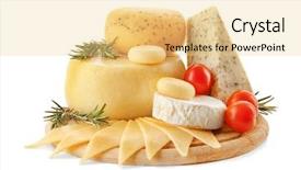  Presentation with wooden board for oktoberfest - Presentation design consisting of wooden board with tasty cheese background and a blonde colored foreground