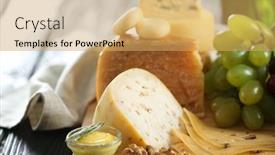  Presentation with cheese - Beautiful theme featuring wooden-board-with-variety backdrop and a yellow colored foreground