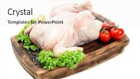  Presentation with wooden board for oktoberfest - Slide deck enhanced with wooden board with whole chicken background and a sky blue colored foreground