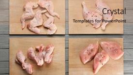  Presentation with chicken - Slide set enhanced with wooden boards with raw chicken background and a coral colored foreground
