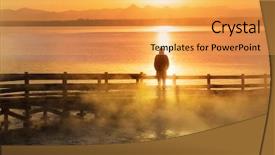  Presentation with lavendar fields - Amazing PPT theme having geysir - wooden boardwalk along geyser fields backdrop and a yellow colored foreground