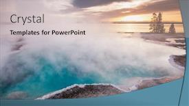  Presentation with yellowstone - Audience pleasing PPT theme consisting of wooden boardwalk along geyser fields in yellowstone national park usa backdrop and a lemonade colored foreground