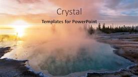  Presentation with yellowstone - Cool new presentation design with wooden boardwalk along geyser fields in yellowstone national park usa backdrop and a coral colored foreground