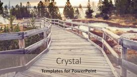  Presentation with yellowstone - Colorful PPT layouts enhanced with wooden boardwalk along geyser fields backdrop and a mint green colored foreground