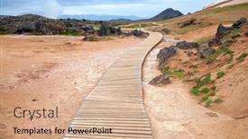  Presentation with trail - Amazing slide set having wooden-boardwalk-at-the-leirhnjukur backdrop and a coral colored foreground