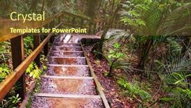  Presentation with forest - Colorful PPT theme enhanced with wooden-boardwalk-in-the-forest backdrop and a tawny brown colored foreground