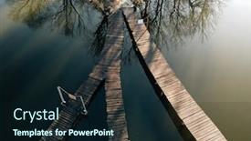  Presentation with drone - Presentation design consisting of wooden-boardwalk-on-lake-drone background and a wine colored foreground
