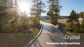  Presentation with geothermal - Presentation design enhanced with wooden-boardwalks-on-the-geothermal background and a violet colored foreground