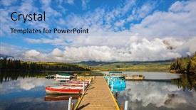  Presentation with lake dock - Audience pleasing presentation design consisting of wooden boat dock with moored backdrop and a  colored foreground