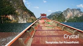  Presentation with dam - Cool new slide deck with wooden boats in ratchaprapa dam backdrop and a red colored foreground