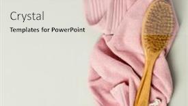  Presentation with brush - PPT theme featuring wooden-body-cleaning-brush background and a light gray colored foreground