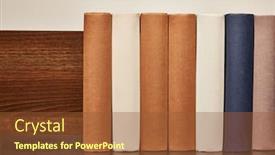  Presentation with book - Presentation theme consisting of wooden-book-shelf-with-series background and a tawny brown colored foreground