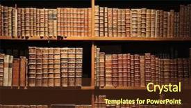  Presentation with antique - PPT layouts featuring wooden bookshelf with antique books background and a tawny brown colored foreground