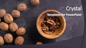  Presentation with walnut - Slide set enhanced with wooden bowl and whole walnuts background and a dark gray colored foreground
