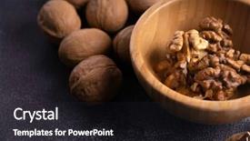  Presentation with walnut - Amazing presentation design having wooden bowl and whole walnuts backdrop and a dark gray colored foreground