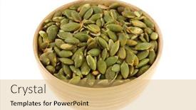  Presentation with pumpkin seeds - Amazing presentation design having wooden-bowl-full-of-roasted backdrop and a yellow colored foreground