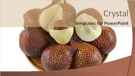  Presentation with salak - Beautiful PPT theme featuring full of tropical fruit name backdrop and a coral colored foreground