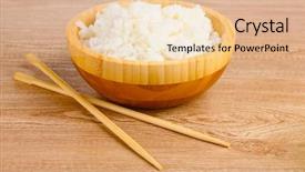  Presentation with chopsticks - Amazing PPT layouts having wooden bowl of cooked rice backdrop and a lemonade colored foreground