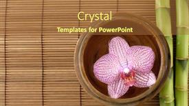  Presentation with wooden stick - PPT layouts consisting of wooden bowl of orchid with bamboo stem on stick straw mat background and a red colored foreground