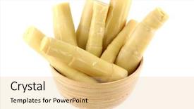  Presentation with asian bamboo - Colorful presentation enhanced with wooden bowl of pickled bamboo backdrop and a yellow colored foreground