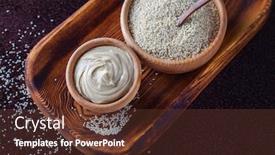  Presentation with sauce - Slide set consisting of wooden-bowl-of-tahini-sauce background and a tawny brown colored foreground