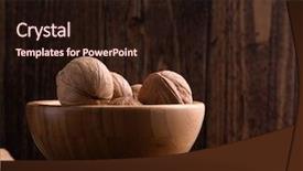  Presentation with wooden - Presentation design featuring wooden bowl on wooden carved background and a wine colored foreground