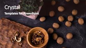  Presentation with walnut - Presentation theme consisting of wooden bowl whole walnuts background and a wine colored foreground