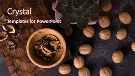  Presentation with walnut - Amazing slide set having wooden bowl whole walnuts backdrop and a wine colored foreground