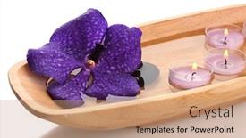  Presentation with flower candles - Beautiful slide deck featuring wooden-bowl-with-candles backdrop and a coral colored foreground