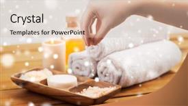  Presentation with hand soap - PPT theme enhanced with wooden bowl with soap background and a lemonade colored foreground