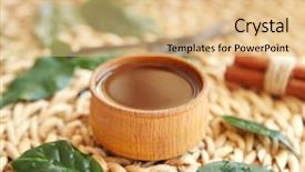  Presentation with oil and gas - PPT theme consisting of wooden bowl with tea oil background and a  colored foreground