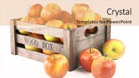  Presentation with barn wood autumn apples - PPT layouts featuring wooden box full of apples background and a coral colored foreground