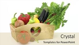  Presentation with vegetables - Slide deck having wooden box full of fresh background and a lemonade colored foreground