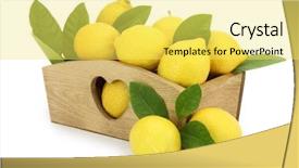  Presentation with lemon - PPT theme having wooden box full of lemons background and a yellow colored foreground