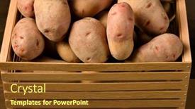  Presentation with box - Theme having wooden-box-full-of-potatoes background and a tawny brown colored foreground