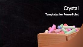  Presentation with coloured - PPT theme having wooden box of coloured chalk in front of blackboard background and a black colored foreground