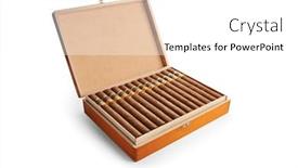  Presentation with box - Slides with wooden-box-with-cigars-isolated background and a white colored foreground