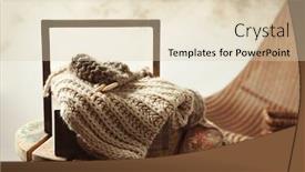  Presentation with handicraft - Amazing PPT layouts having wooden-box-with-knitting-handicraft backdrop and a lemonade colored foreground