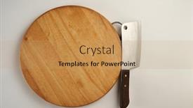  Presentation with stainless steel - PPT layouts having wooden-bread-cutting-board background and a coral colored foreground
