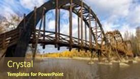  Presentation with wood bridge - Presentation theme consisting of wooden-bridge-in-balaton-felvideki background and a tawny brown colored foreground