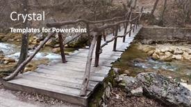 Presentation with forest bridge - Presentation having wooden-bridge-in-spring-forest background and a dark gray colored foreground